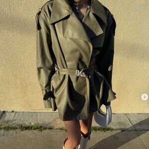 Naws - Faux leather trench Coat with belt